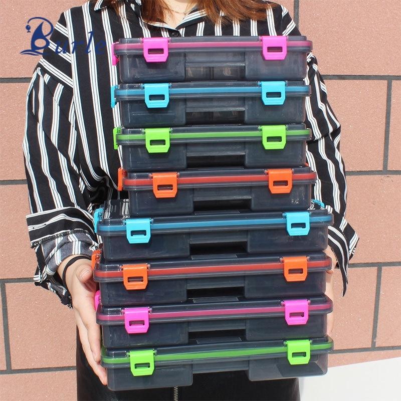 Four-lock Single-layer Fishing Accessories Box Four-color Adjustable Insert Lure Box High Quality Rectangle