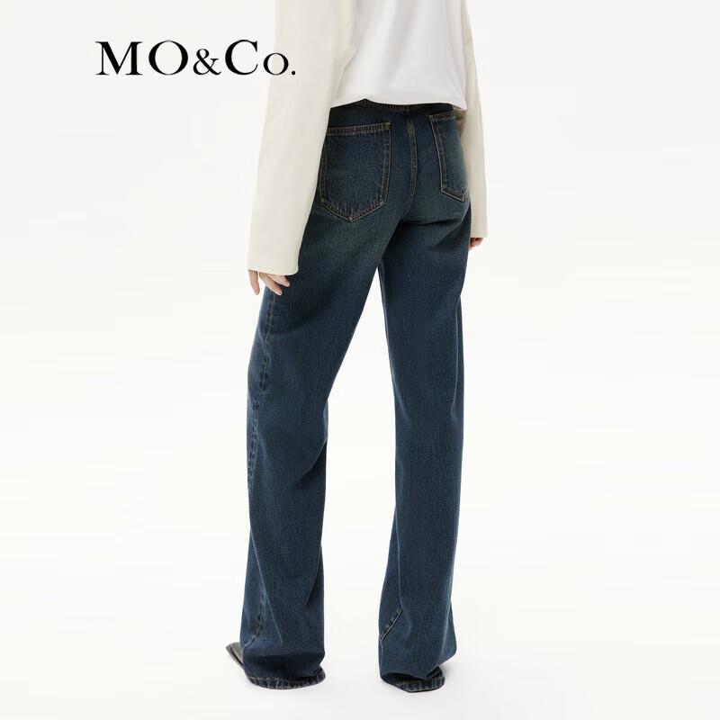 MO&Co. Women's Tencel Blend High-Waisted Straight Wide-Leg Denim Jeans
