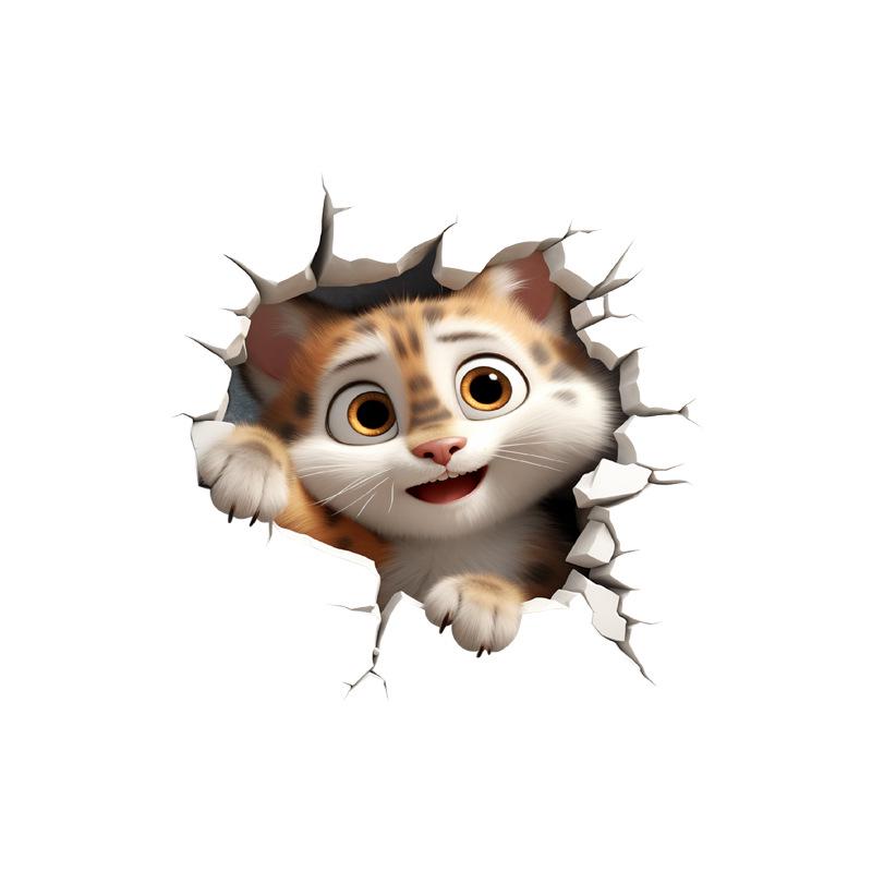 3D Cartoon Mouse & Cat Removable PVC Wall Sticker for Children's Room Decoration