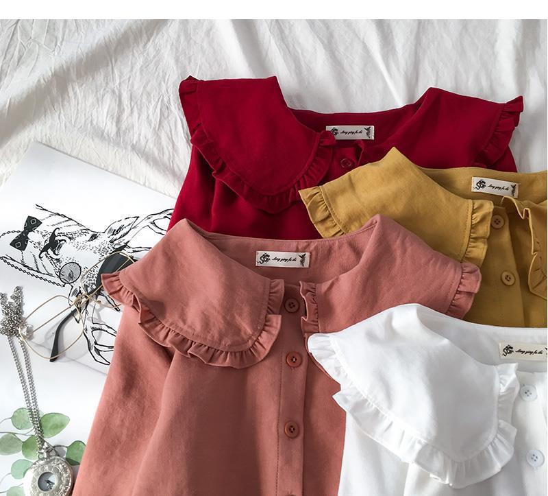 New Year Style Women's Korean Doll Collar Shirt, Long Sleeve Versatile Top for Early Autumn