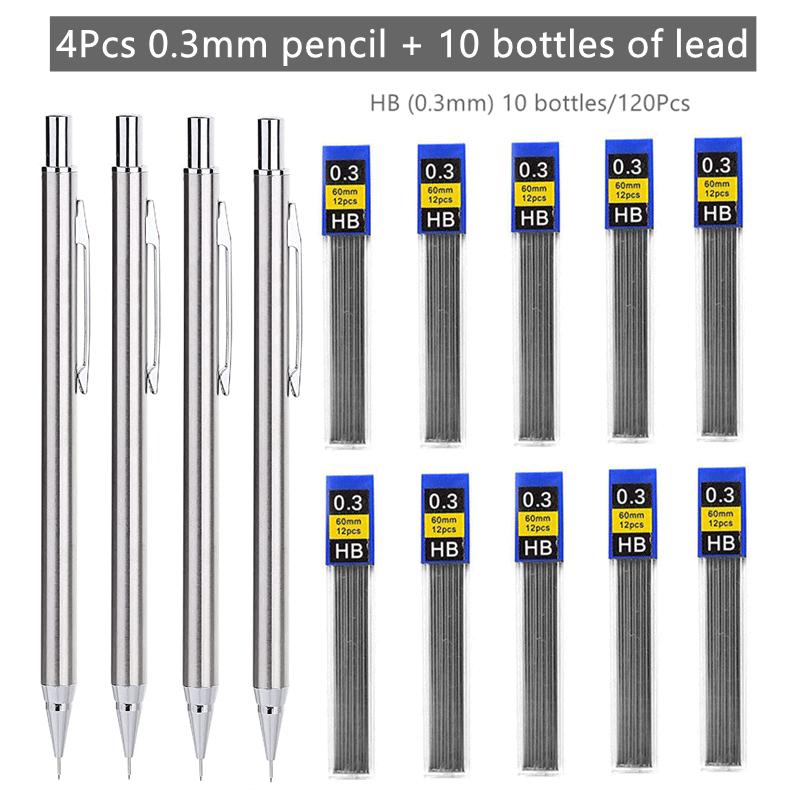 Professional Mechanical Pencil Set 0.5 0.7 0.9 0.3mm Full Metal Art Drawing Painting Automatic Pencil Office School Supplies
