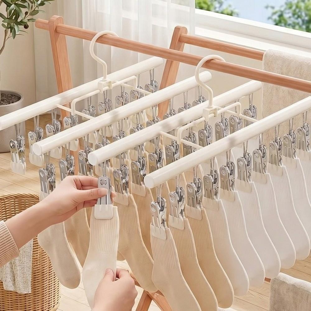 Double Row Underwear Drying Rack Windproof Clothes Hanger New Sock Drying Rack Home Laundry
