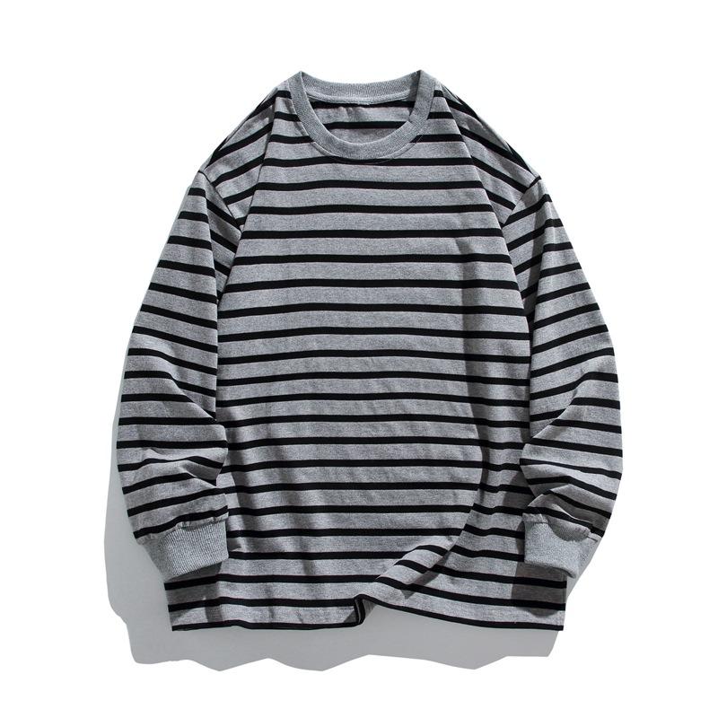

Весна и осень Новый мужской корейский стиль круглый вырез контрастного цвета полосатый длинный рукав чистый хлопок пара интернет знаменитости тот же стиль топ L
