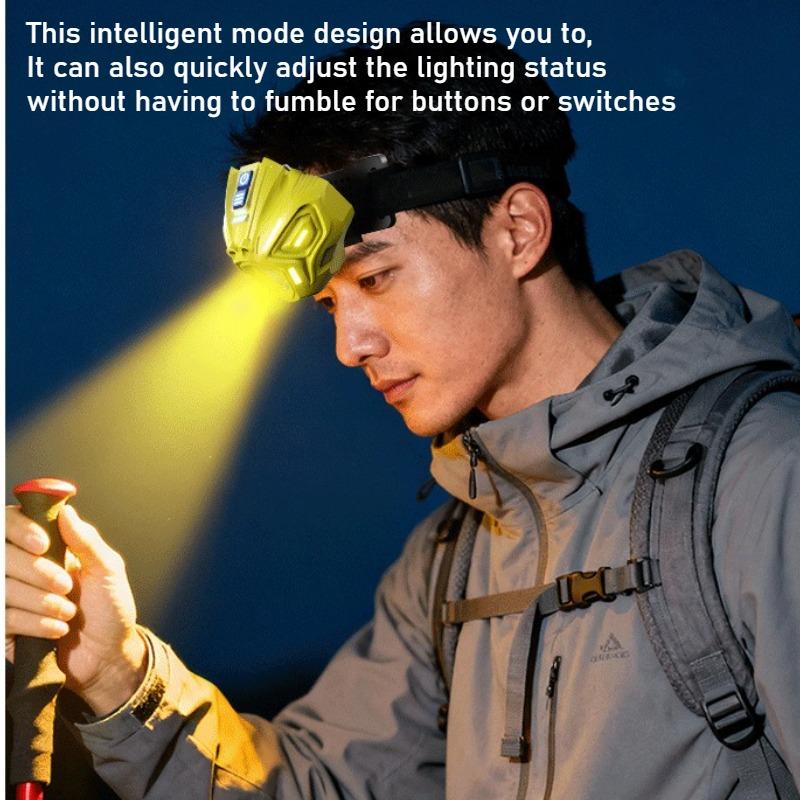 New wave sensing atmosphere multi light source white yellow rechargeable head mounted strong light technology headlight