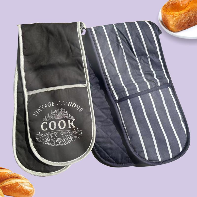 Cotton Oven Mitts With Long Sleeve Heat Resistant For Cooking And Baking Safety