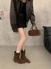 Ретро низкокаблучные остроносые ковбойские ботинки-трубы женские осенне-зимние новые ботинки Мартин универсальные тонкие ботинки