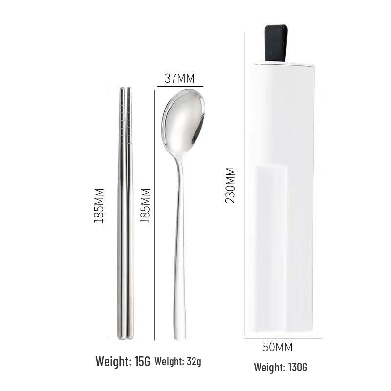 Portable 304 Stainless Steel Cutlery Set: Fork, Chopsticks & Spoon