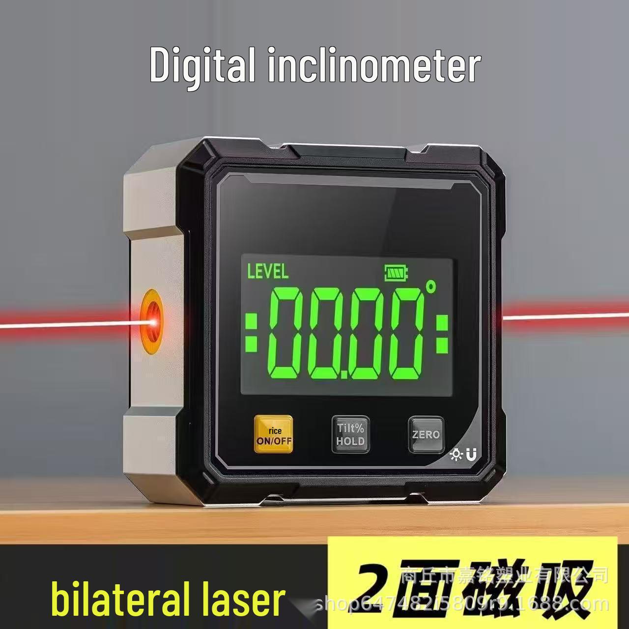 Digital Display Magnetic Inclinometer with Double-Sided Laser and Slope Measurement