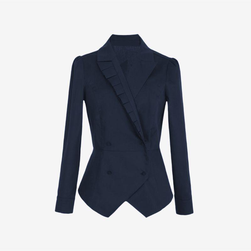 

Blue Rose Plus Size Women s Clothing Customer-Supplied Stretch Cotton Long Sleeves Shirt Fashion Pleated Collar Design Capable Ol Blouse Navy blue 5XL