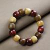 Retro Buddhist Bead Bracelet: Multi-Treasure Green & Purple Sandalwood, Single-Loop Unisex Jewelry