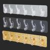 A Set Of Six Transparent Hooks, A Towel Rack For The Bathroom, Adhesive Hooks Without Drilling, A Storage Rack Behind The Door, Waterproof Strong