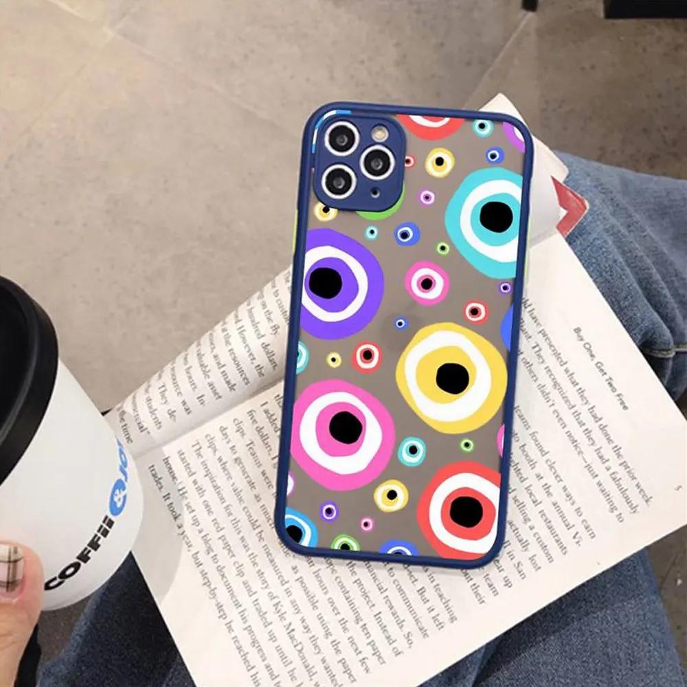 Funny Turkish Lucky Blue Evil Eye Phone Case for IPhone X XR XS 7 8 Plus 11 12 13 14 15 Pro MAX Mini Shockproof Matte Hard Cover