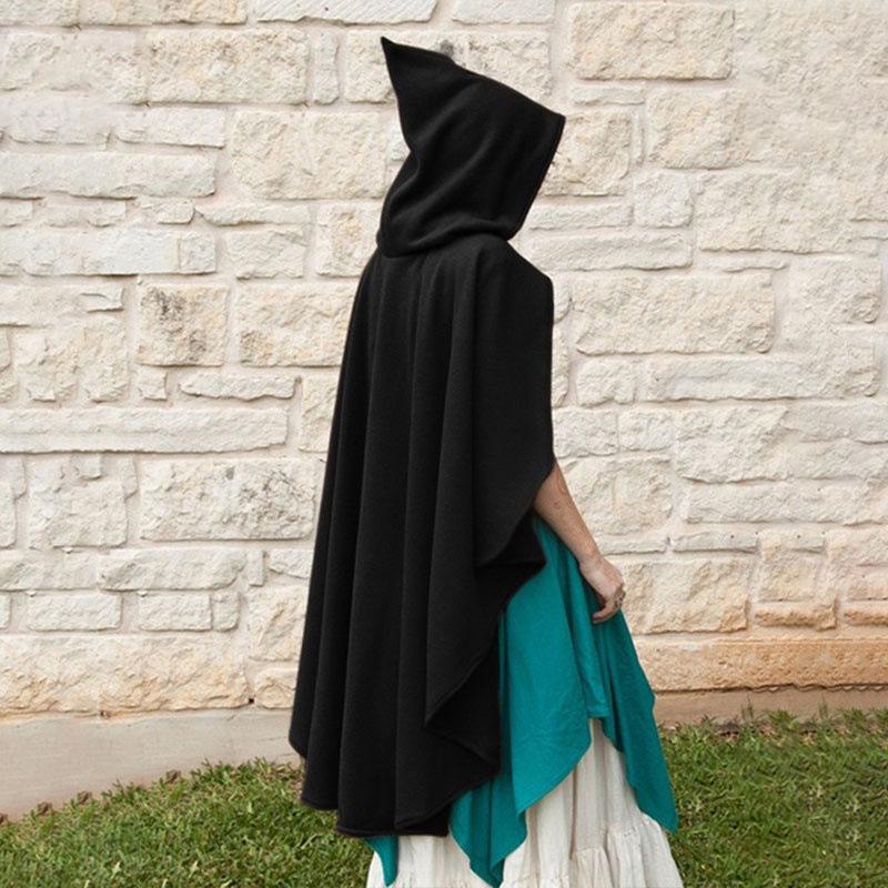 Women's Holiday Hooded Cape - Winter Gold Velvet Cloak for Halloween, Renaissance, or Christmas.