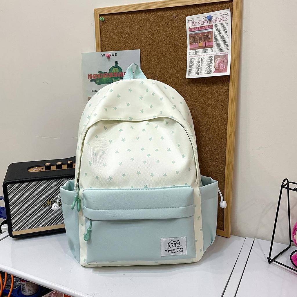 Schoolbag Female Japanese Ins Fresh and Sweet Star Backpack for Junior High School Students Versatile Lightweight Large-capacity Backpack