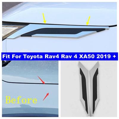 Front Head Lights Lamp Eyelid Eyebrow Cover Trim ABS For Toyota RAV4 - RAV 4 XA50 Hybrid Shiny / Black Car Accessories