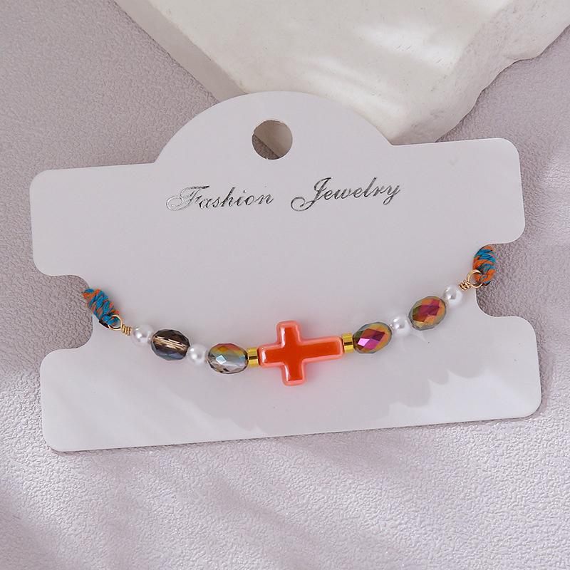Colorful Cross Braided Bracelet For Women Bohemia  Pearls Adjustable Bracelet Friendship Jewelry