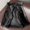 New Mens Leather Vest Genuine Cowhide Slim Fit Short Waistcoat Biker Jacket Fashion Trend