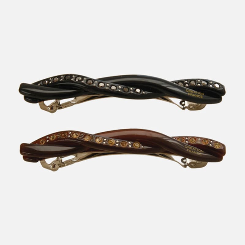 

J.Lauren French Cubic Twisted Point Auto Hair Pin Bh0965 brown