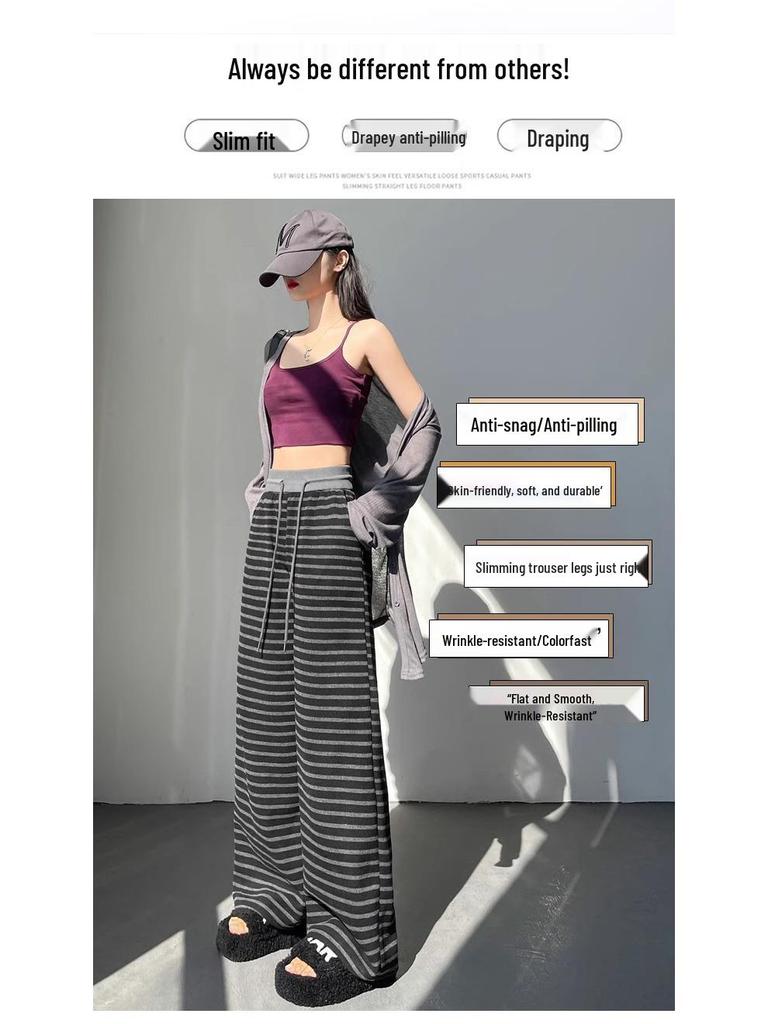 Women's Colorblock Striped High-Waisted Wide-Leg Knitted Pants - Spring 2025 Collection