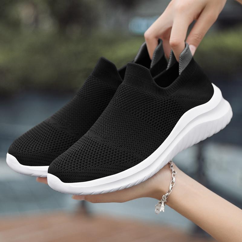 Women’s Moccasins Loafers High-top Casual Slip on Walking Shoes Summer Men’s Slip-ons Lightweight Socks Shoes for Mother Large Size 36-45