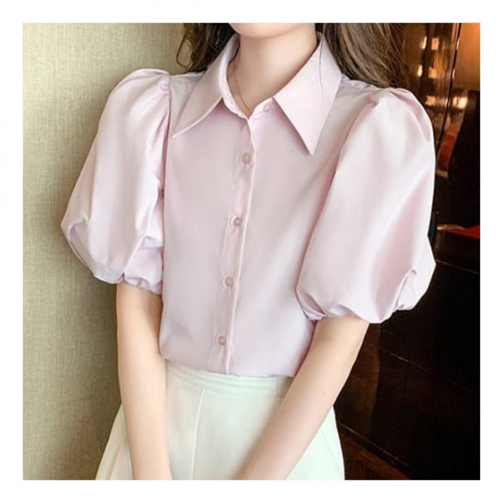 Navava Men Lovely Puff Short Sleeve Collar Shirt Nb2271