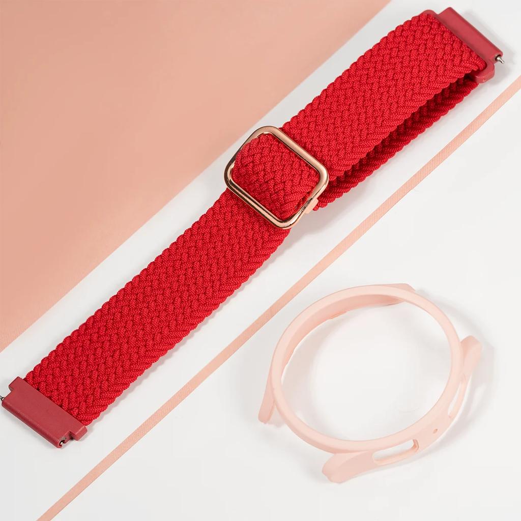 Nylon Band+Case for Samsung Galaxy Watch 7 6 5 4 40/44mm Strap Braided Bracelet PC Bumper Protector Cover SmartWatch Accessories