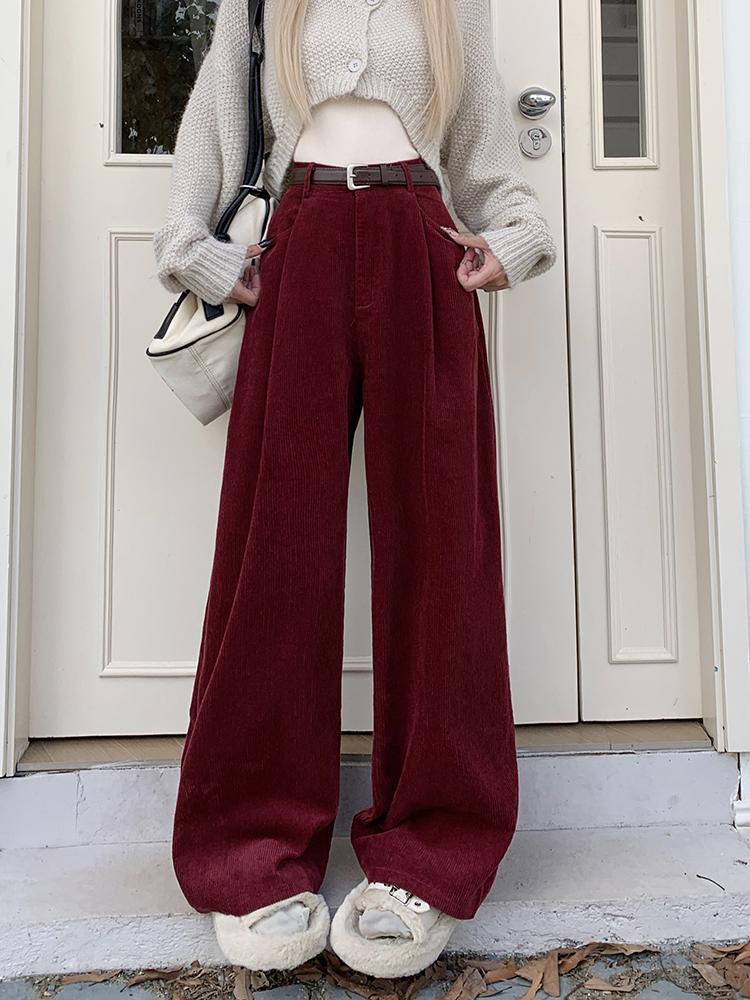 Pantaloni a zampa larga in velluto a coste da donna Autunno Inverno Nuova Moda Eleganti Taglie Forti Larghi Casual Semplici Lunghi Pantaloni Dritti Abbigliamento
