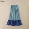 ZANZEA Women Casual Splice Ruffles Loose Long Skirts