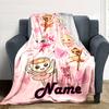 Dancing Cup Characters With Hearts And Ribbons Throw Personalized Blanket Customize Your Name Soft Warm Cozy Great For Sofa Couch Office Bed Picnics