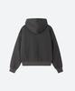 M.C Unisex, Felpa con cappuccio e zip tinta in pigmento con logo / Carbone