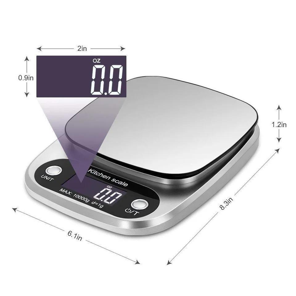 10kg/1g Digital Kitchen Scale Stainless Steel LCD Electronic Food Scale Jewelry Coffee Baking Portable High-quality Kitchen Tool