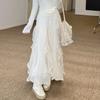 Asymmetric Fairy Midi Skirt for Women - Spring/Summer White Moonlight Korean College Style Half Skirt