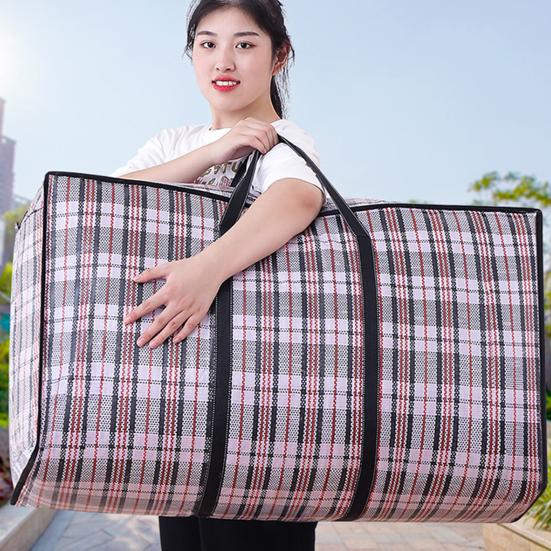 PP Woven Storage Bag Large Capacity Waterproof Thick Moving Bag Luggage Organizer Quilt Clothes Packing Tote
