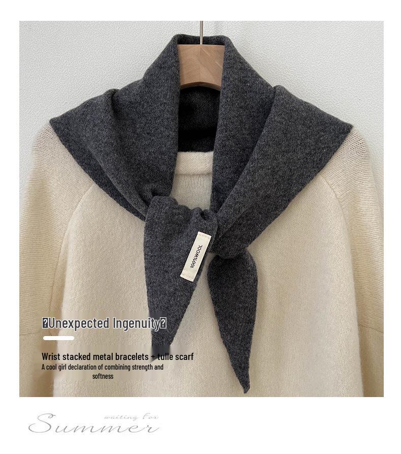 Australijski Szal Trójkątny Damski z Wełny i Kaszmiru - Wszechstronny Jednolity Kolor Ocieplacz na Szyję