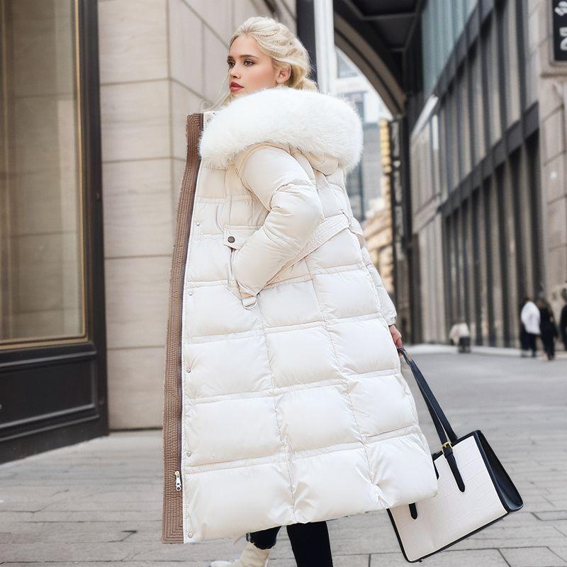 Parkas de Lana de Cordero y Algodón Cálidas y Esponjosas con Cuello con Capucha Abrigo Largo Medio Chaqueta de Invierno con Cremallera