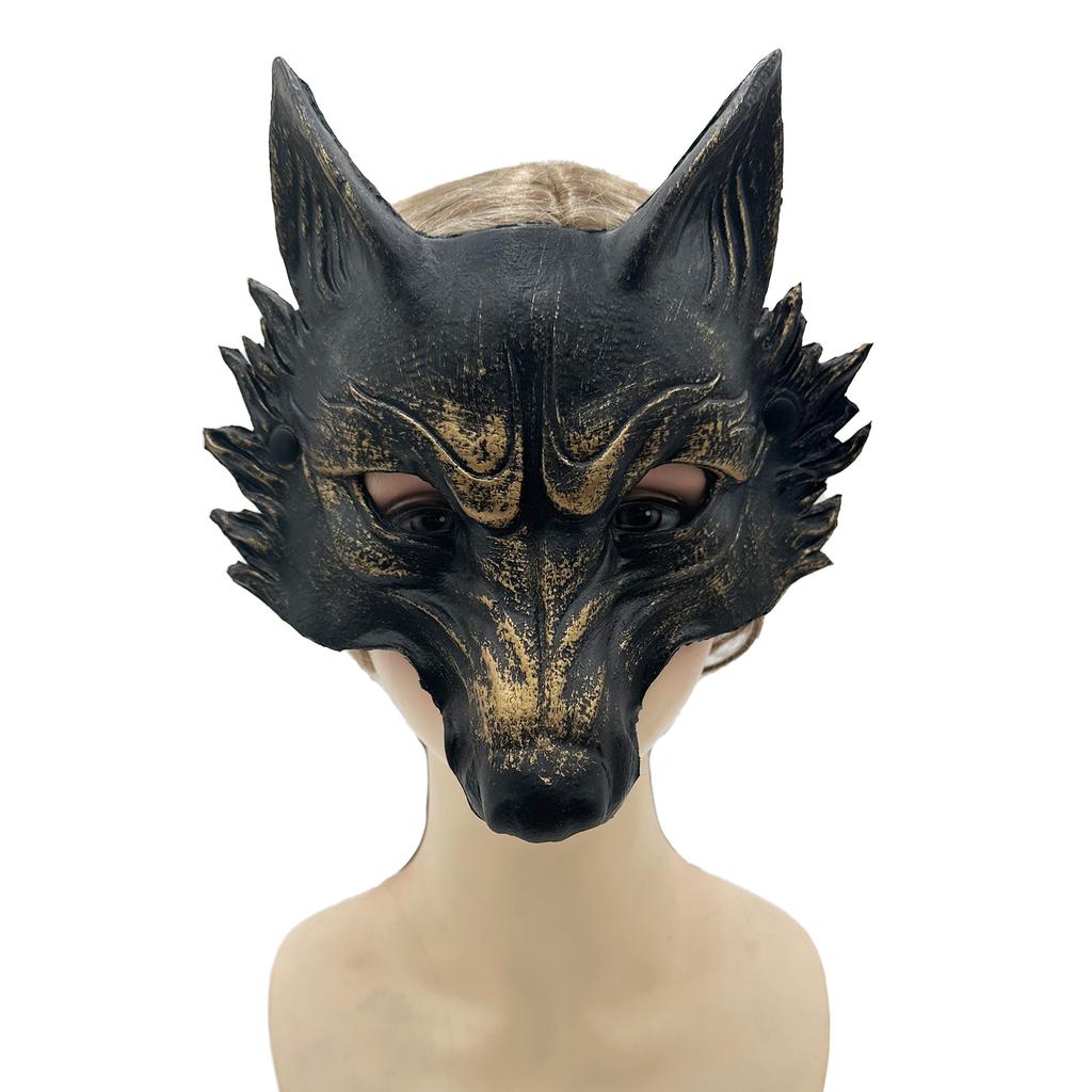 PU 3D Wolf Mask Halloween Animal Face Cover Mardi Gras Carnival Party Costume