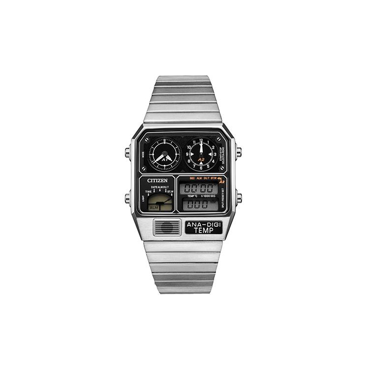 CITIZEN Quartz Movement Stainless Steel Strap Watch Unisex Black Dial JG2101-78E Silver Strap