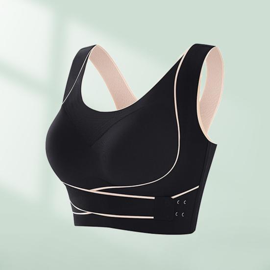 Front Cross Side Buckle Sports Bra for Women Wireless Posture Correction Bra Full Coverage Push