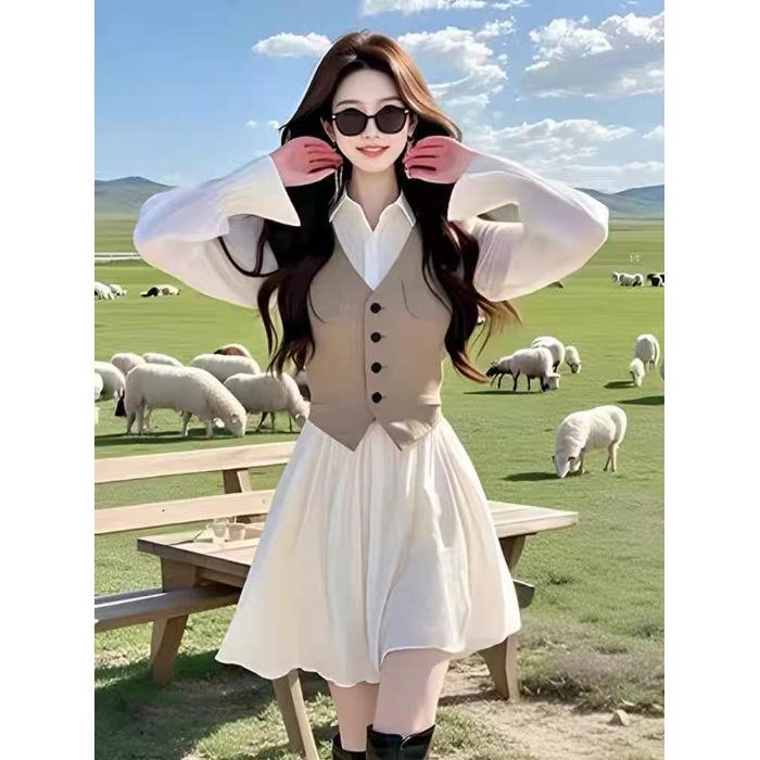 2026 Spring Collection: Chic French High-End White Two-Piece Mini Dress for Women 2XL