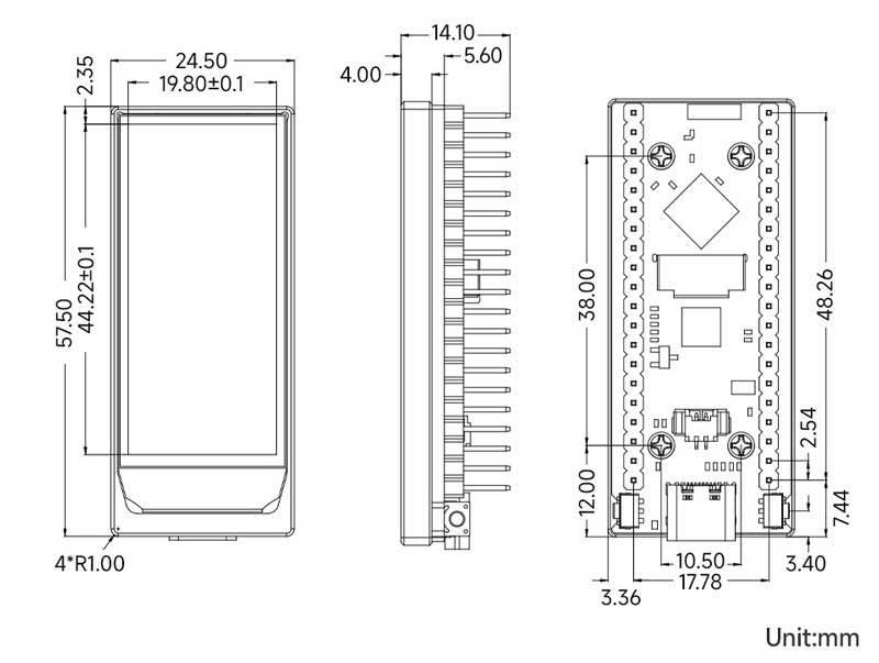 ESP32-S3 Entwicklungsboard mit 1,91" AMOLED Touch-Display, SD-Kartensteckplatz und 6-Achsen-Sensor, Arduino-kompatibel