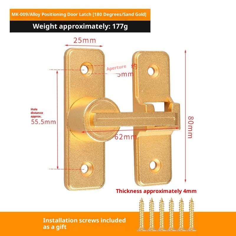 Door Lock Zinc Alloy 90 Degree Sliding Door Latch Heavy Duty Barn Gate Bolt Protect Privacy Cabinet Closet