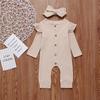 0-24M Baby Girls Boys Cotton Romper Autumn Spring Warm Solid Color Romper 2Pcs Newborn Baby Girl Boy Pit Cotton Jumpsuit Outfits