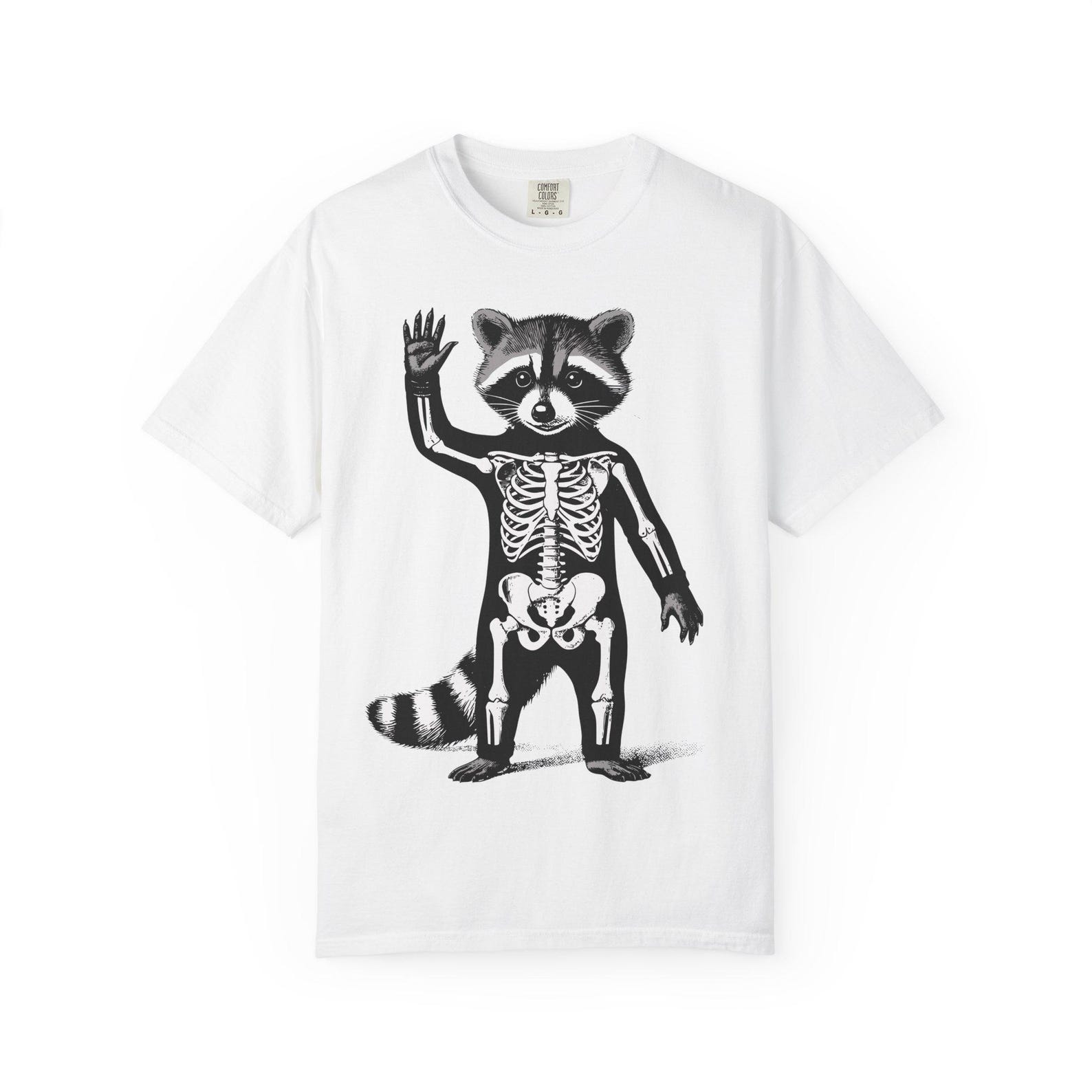 Skeleton Raccoon Halloween T-Shirt: Funny Spooky Animal Tee 4XL