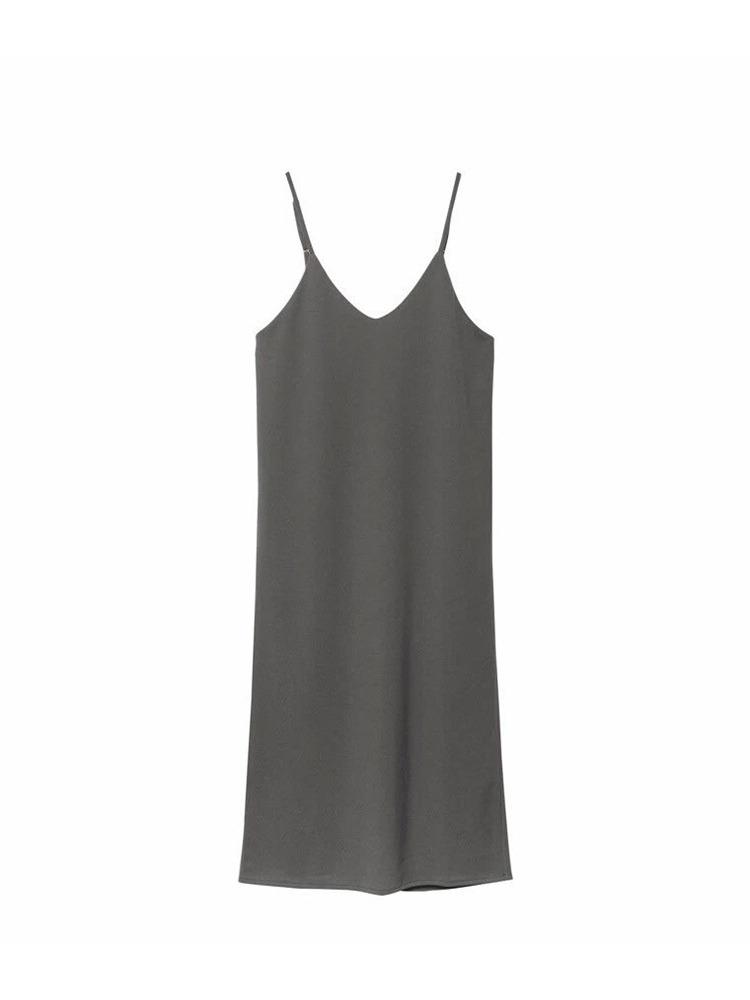 

Women Summer Spaghetti Strap Slim Dress Adjustable Length Solid Loose Long Dress Comfortable Lightweight Elegant High Recognition L темно-сірий