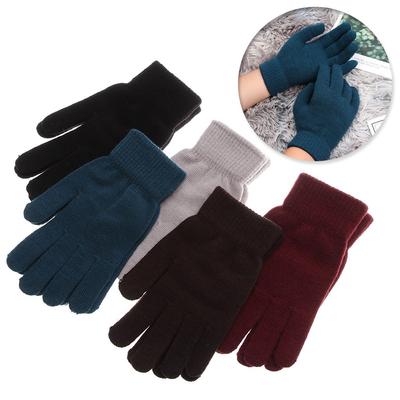 Winter Warm Thermal Wrist Warmer Basic Thicken Lining Full Fingered Gloves Wool Knitted Mittens Magic Accessories for Women Man