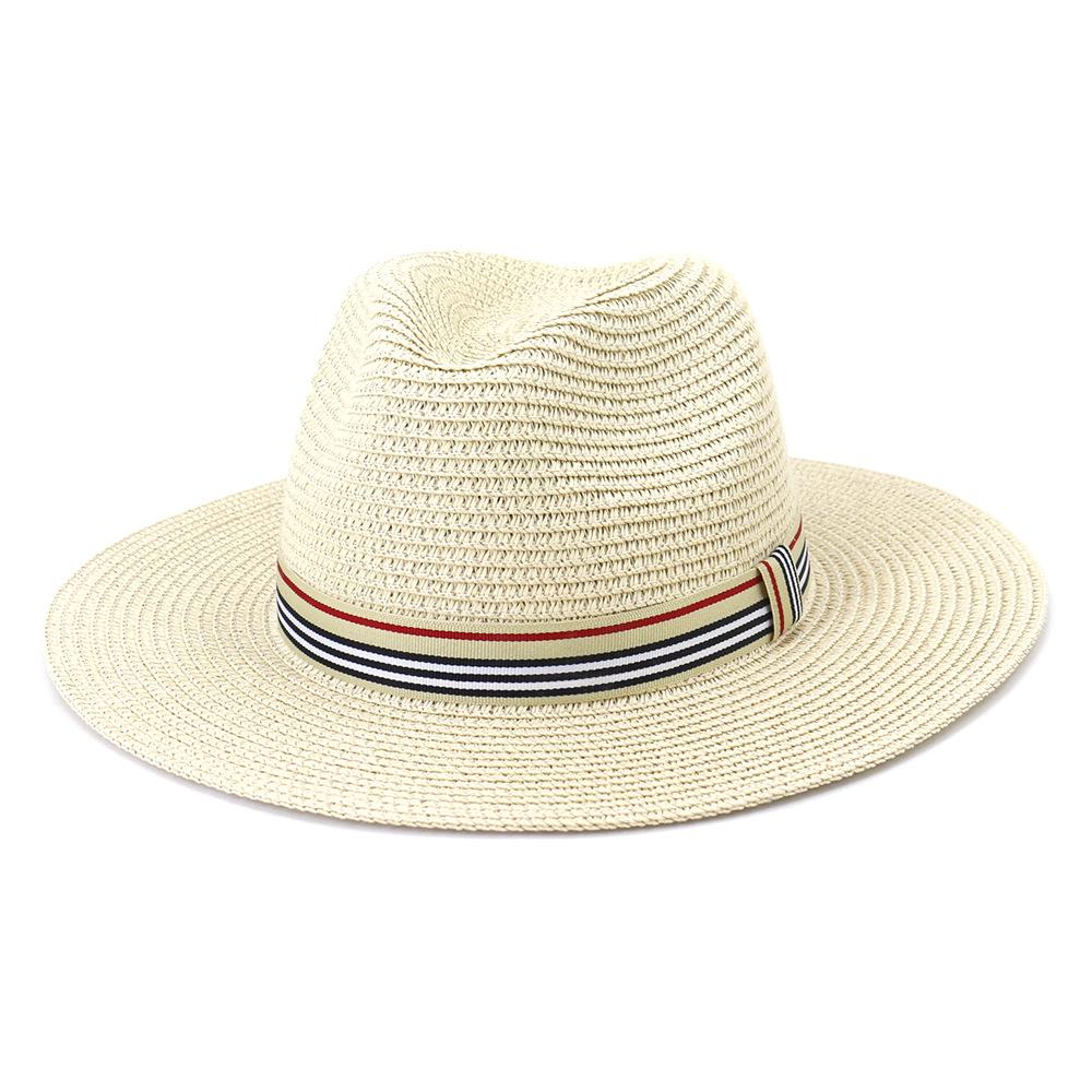Women Wide Brim Sun Hats 2021 Spring Summer Fashion Panama UV Sun Protection Beach Straw Cap Men Outdoor Casual Jazz Cap