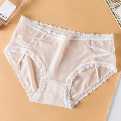 Women's Transparent Simple Mesh Lace Breathable Seamless Underwear Sexy Briefs