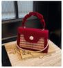 Women's Winter 2025 Red Wedding Crossbody Tote Handbag: Small Capacity Bag for Brides