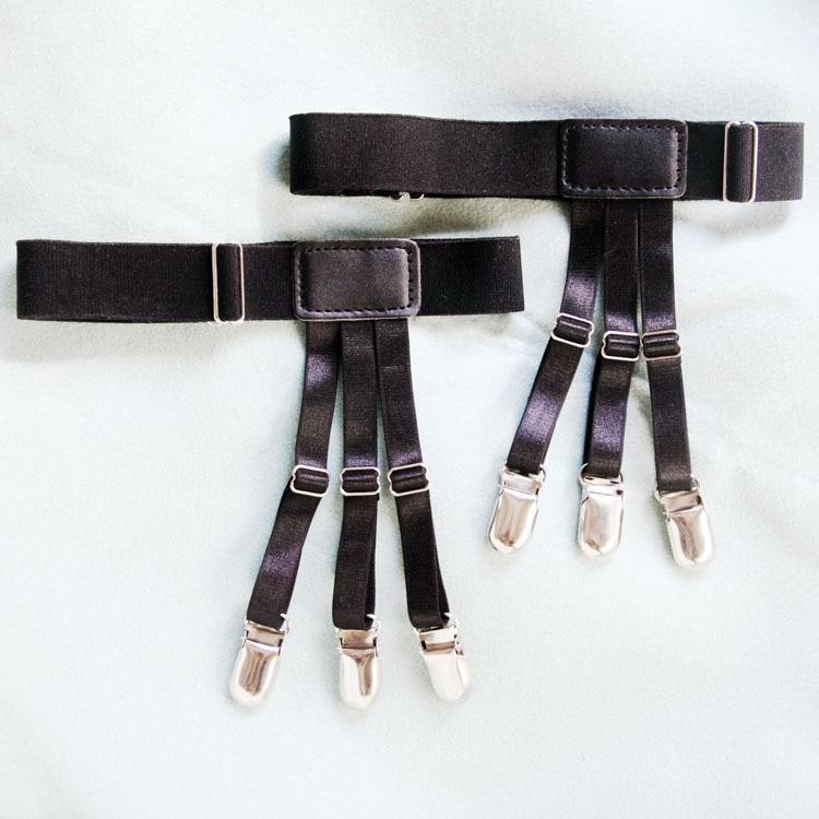 2Pcs Men Shirt Stays Belt Non-slip Locking Clips Keep Shirt Tucked Leg Thigh Suspender Garters Strap Adjustable Locking Clamps