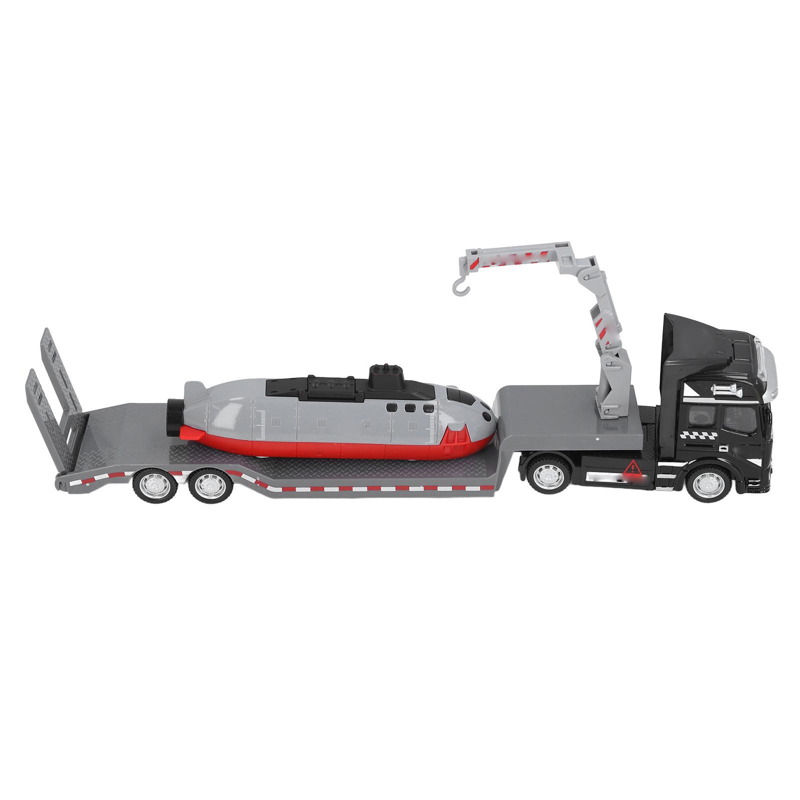 Игрушечный грузовик-полуприцеп из сплава с подлодкой, развивающая игрушка, игрушечный грузовик-платформа для детей и взрослых